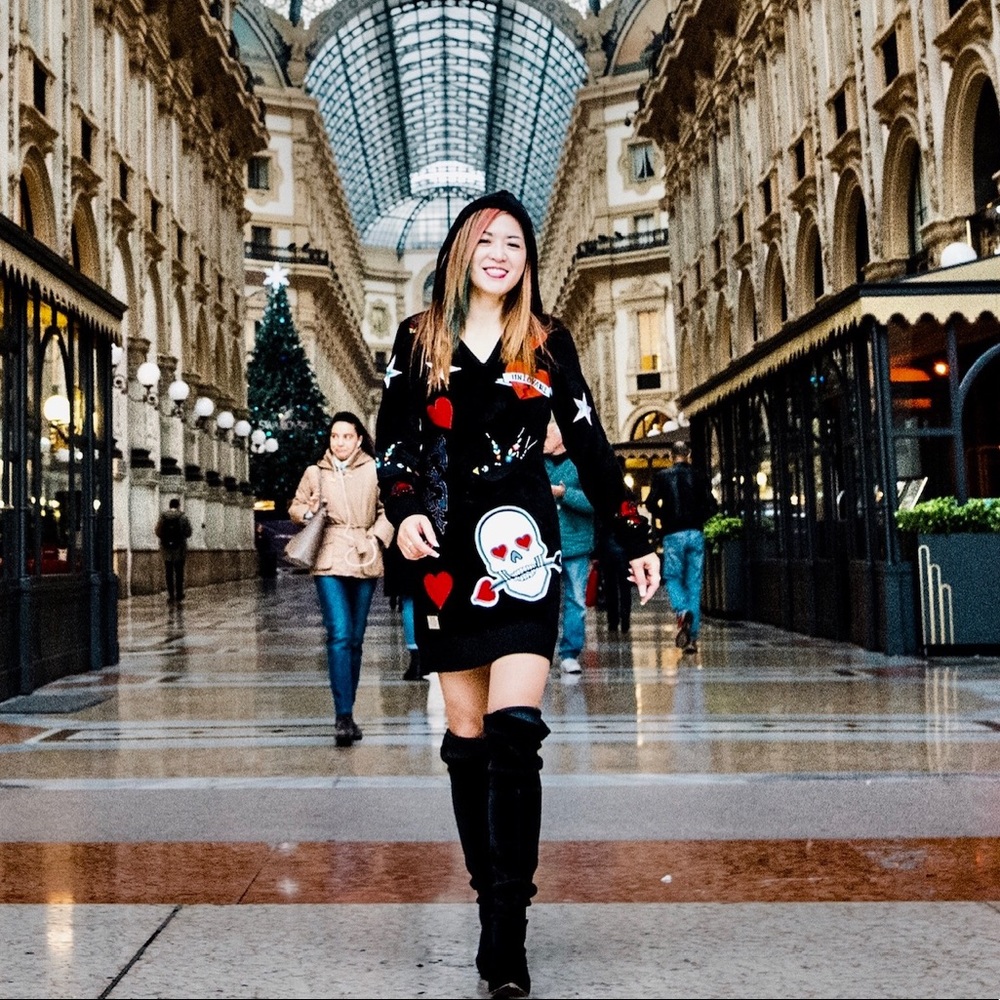 Philipp Plein Couture Black Embellished Hooded Sweatshirt Dress